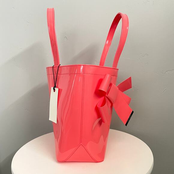 NWT Ted Baker Nikicon Bow Tote Bag in Bright Salmon Pink - Picture 3 of 7